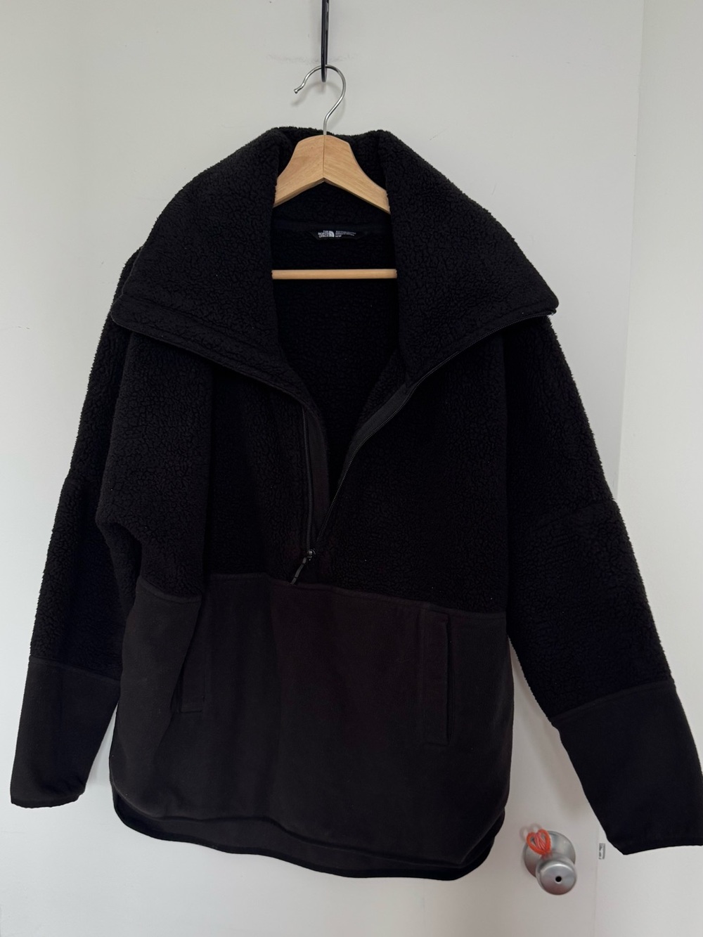 North Face Women Black Sherpa Half-Zip Pullover Jacket